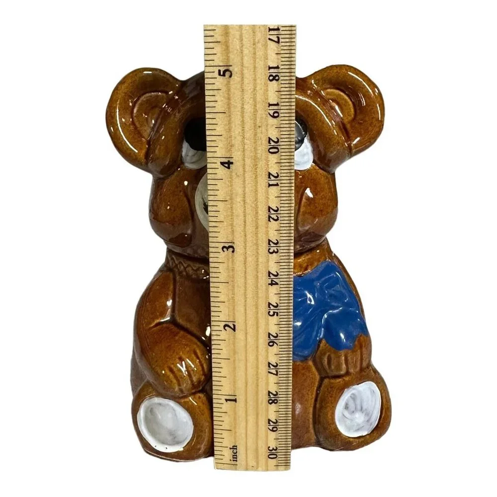 Vintage 1982 Houston Foods Ceramic Bear Honey Pot Container Jam Jar Hand Painted